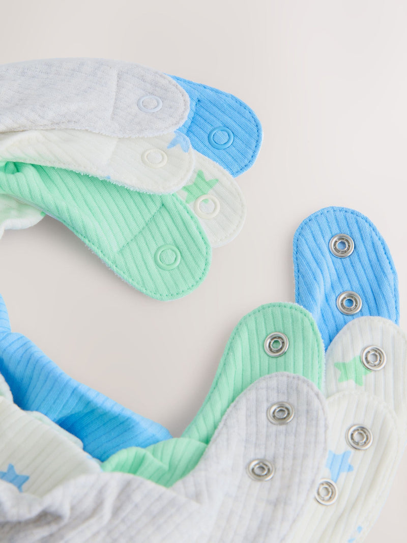 Baby dribble bibs 5 pack blue and green (British brand)