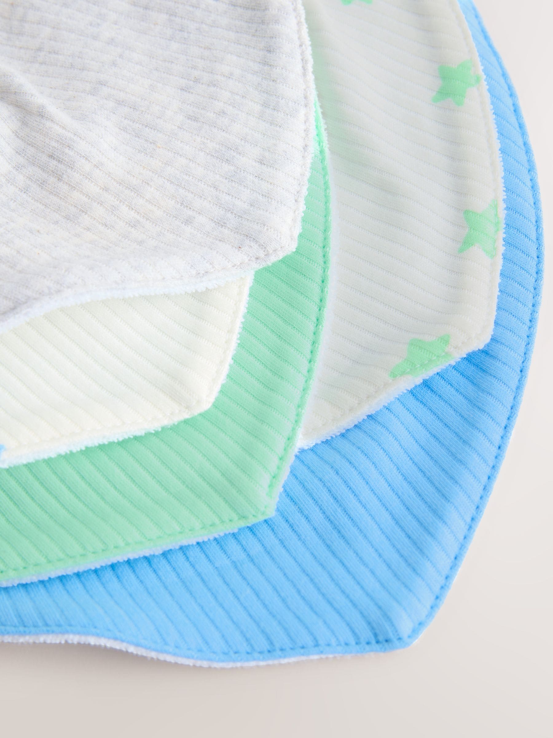 Baby dribble bibs 5 pack blue and green (British brand)