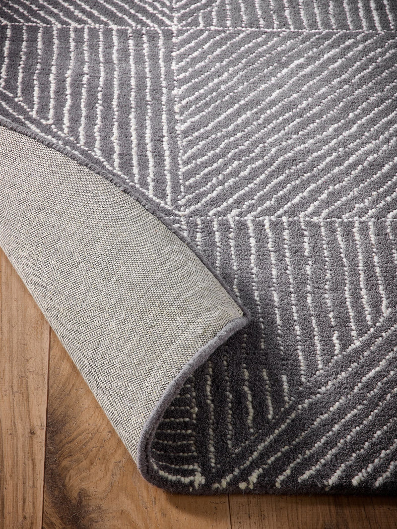 Origin Rugs charcoal geometric wool rug, imported from the UK
