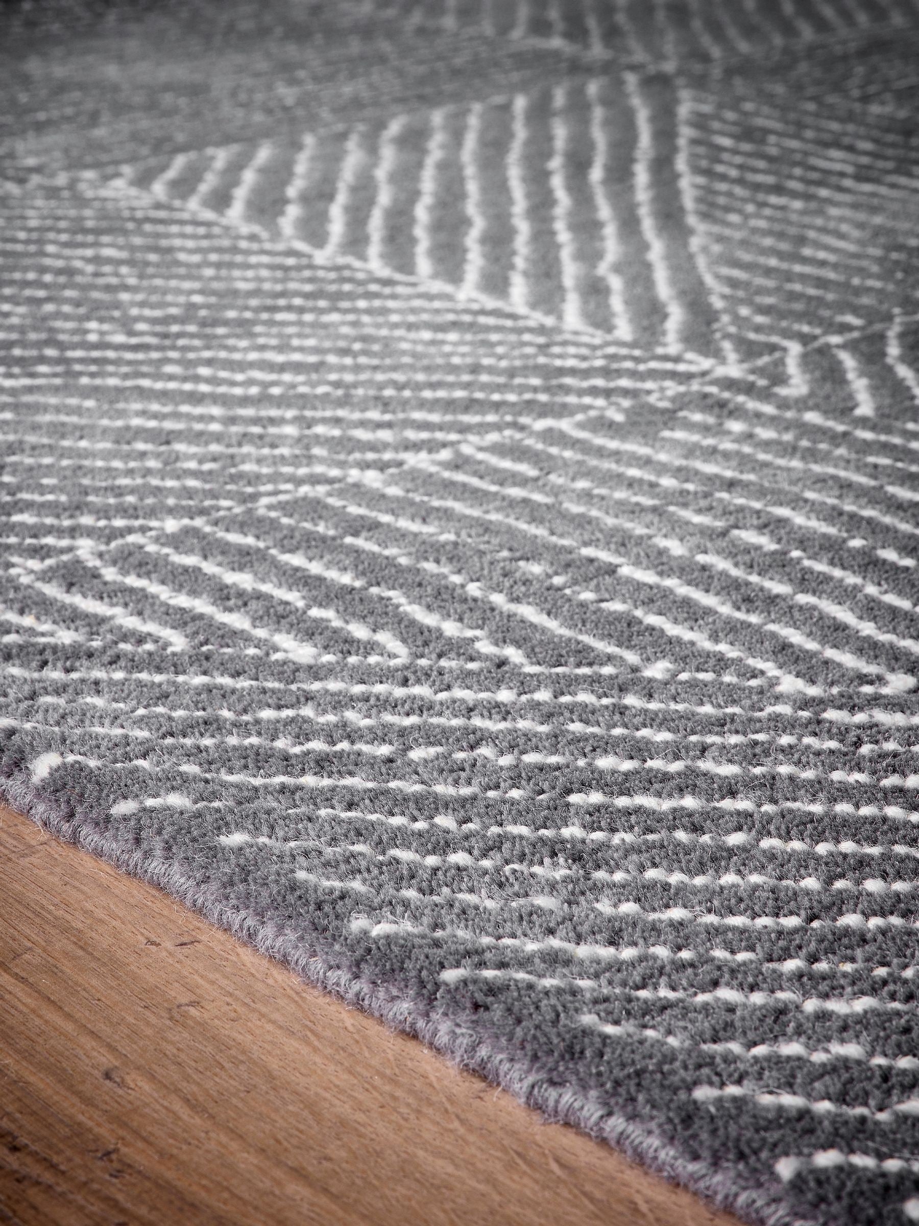 Origin Rugs charcoal geometric wool rug, imported from the UK