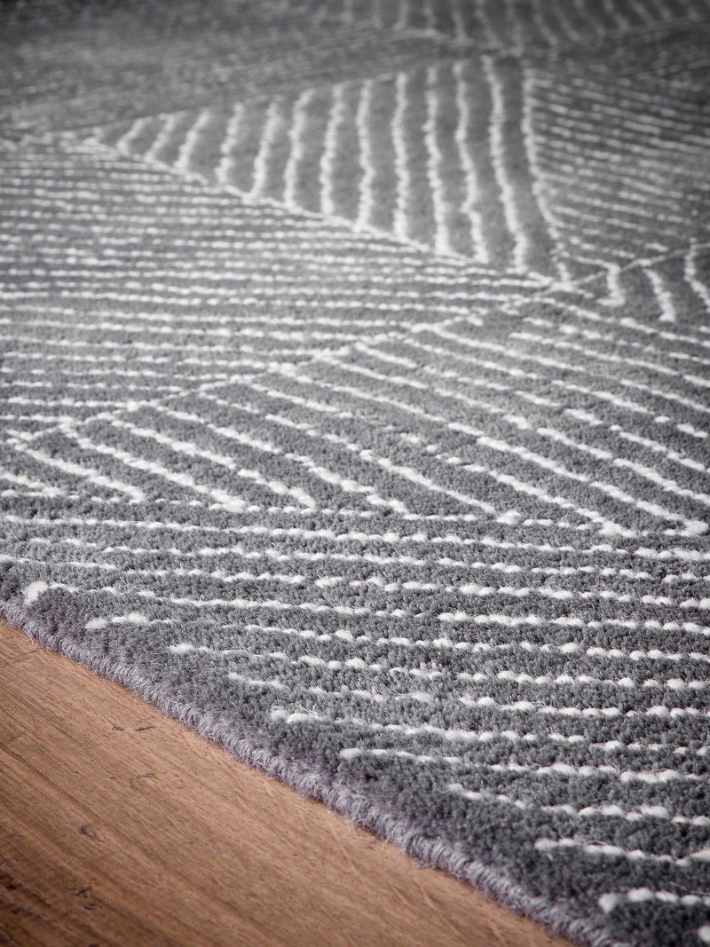 Origin Rugs charcoal geometric wool rug, imported from the UK
