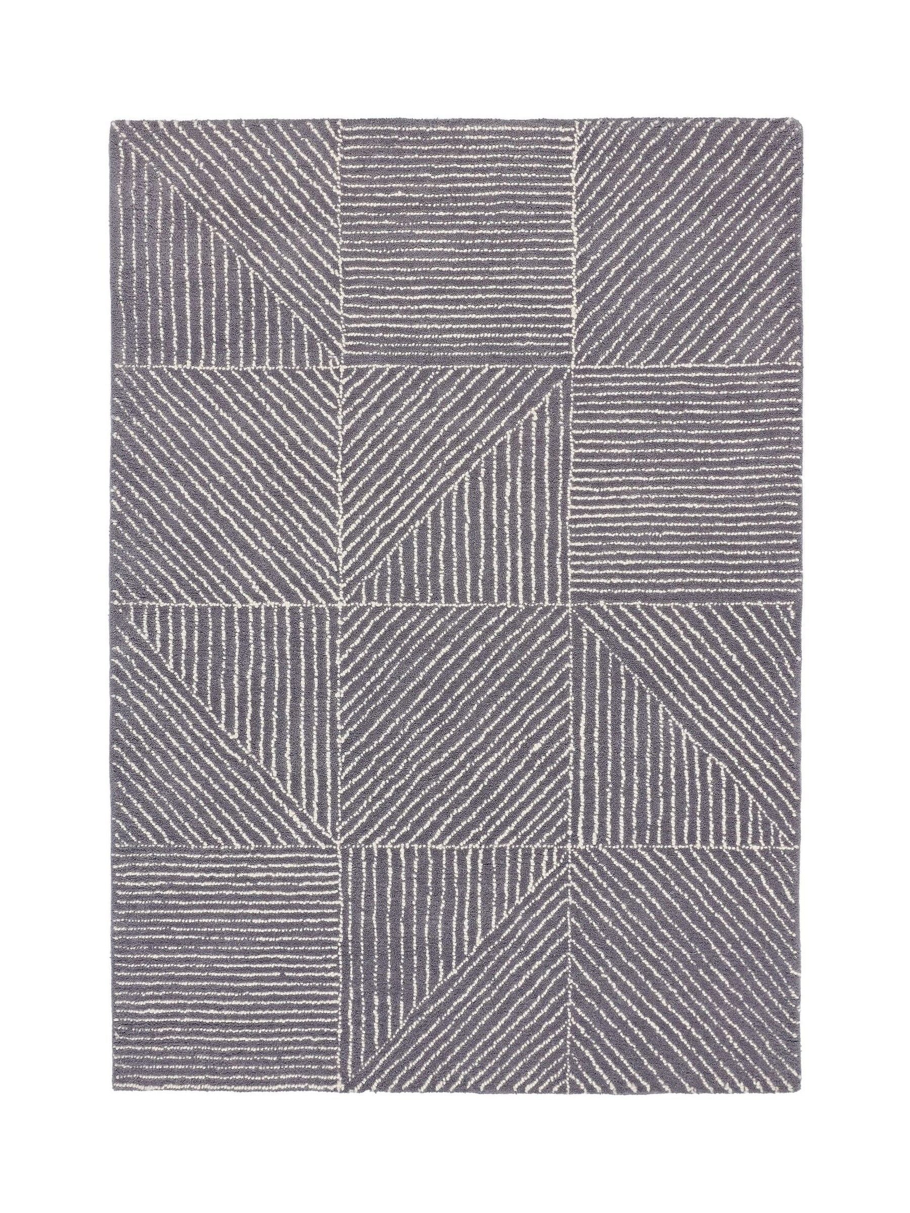 Origin Rugs charcoal geometric wool rug, imported from the UK