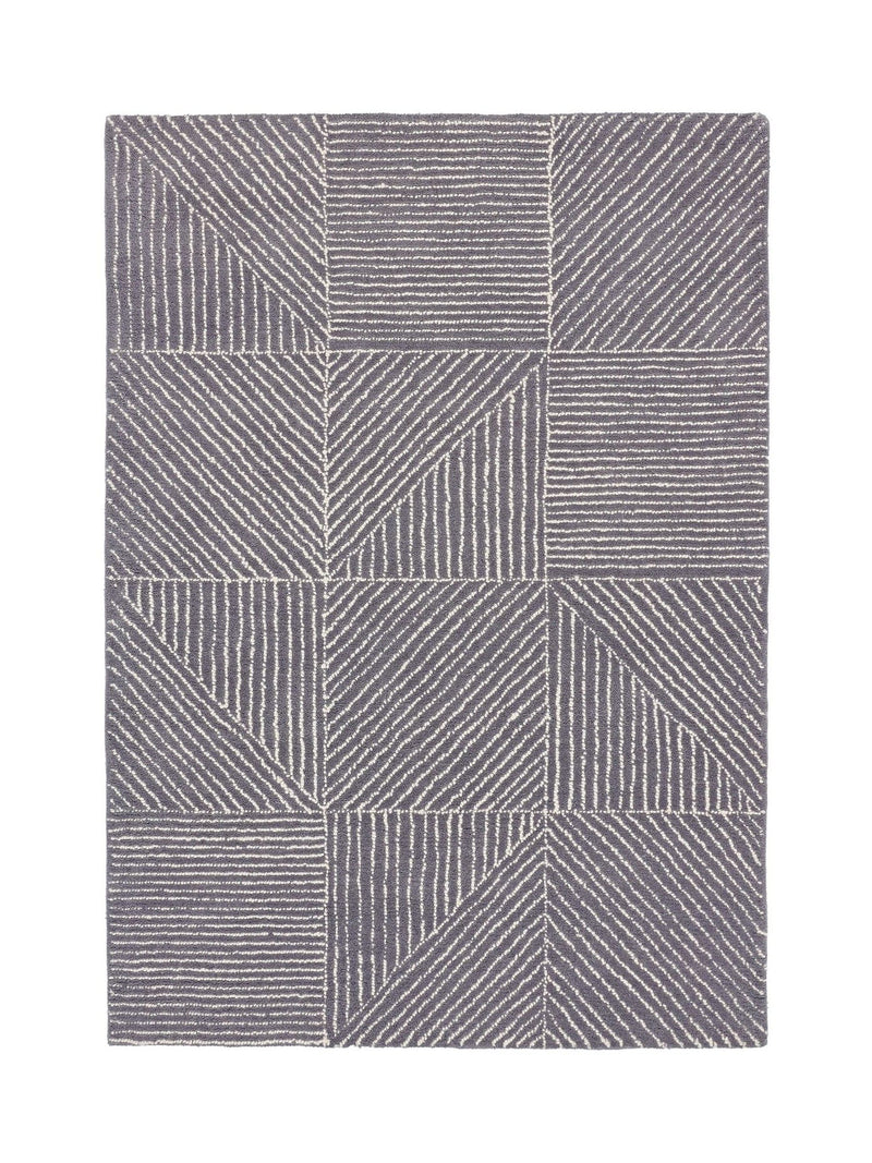 Origin Rugs charcoal geometric wool rug, imported from the UK
