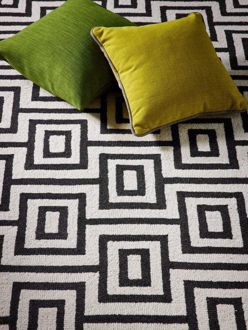 Origin Rugs Black Labyrinth wool rug, imported from the UK