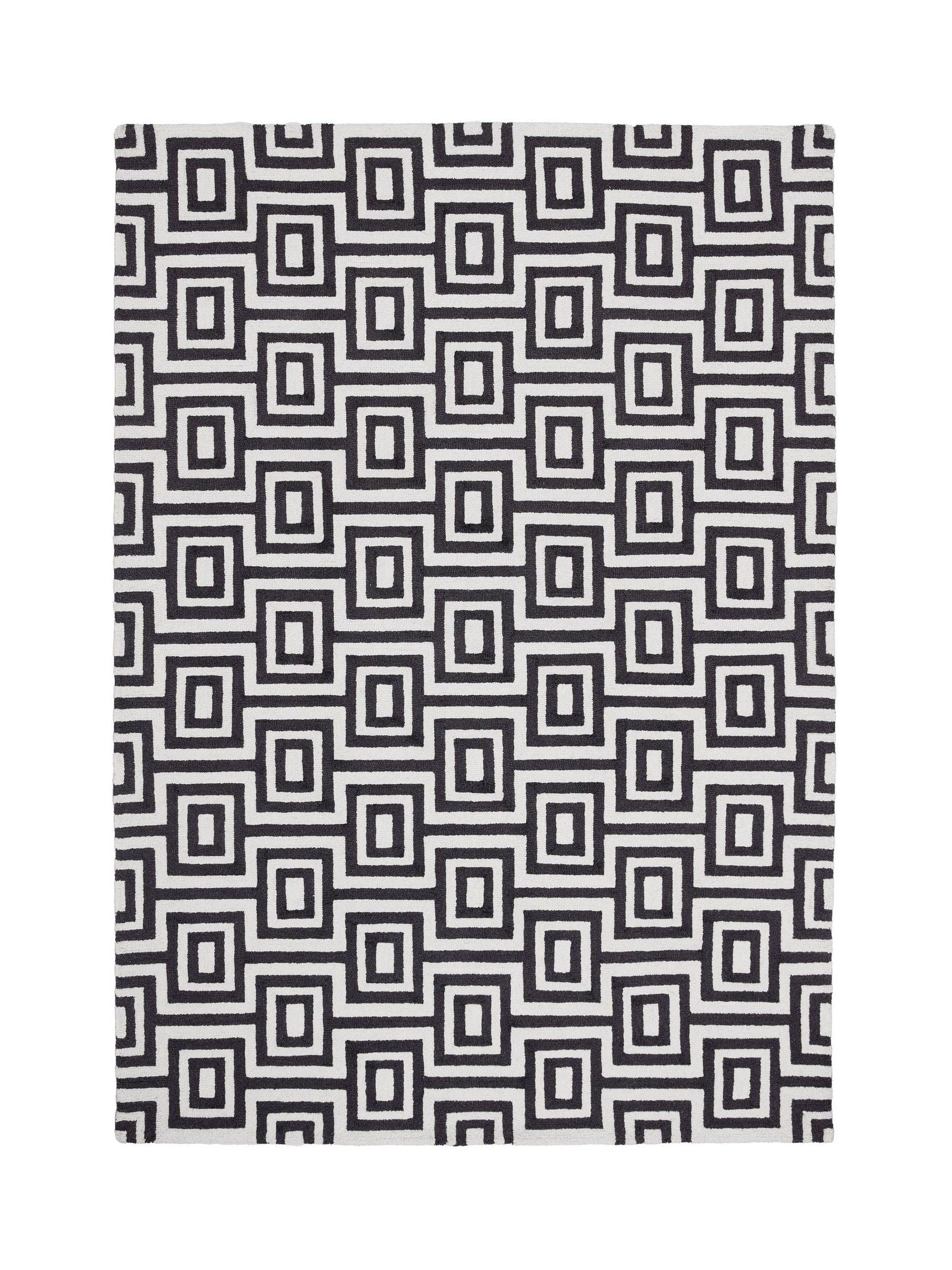 Origin Rugs Black Labyrinth wool rug, imported from the UK