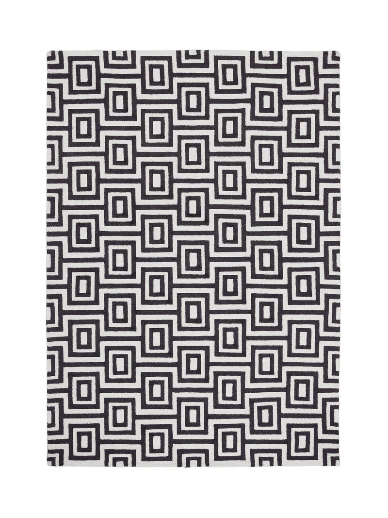 Origin Rugs Black Labyrinth wool rug, imported from the UK