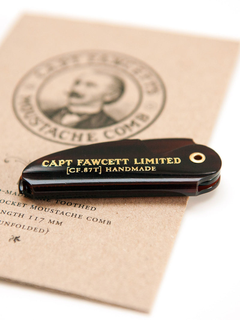 Captain Fawcett folding pocket moustache comb - British product