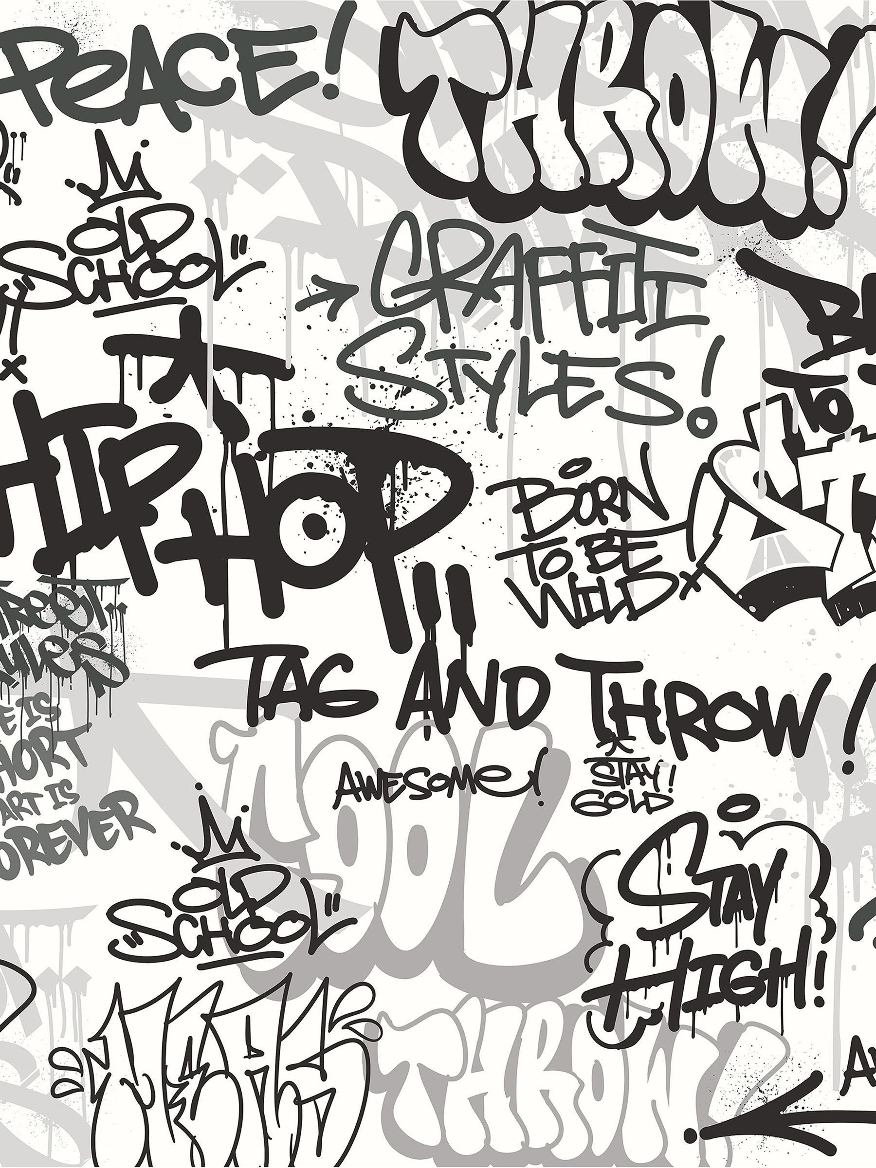 Origin Murals black and white mono graffiti mural sample A3, imported from the UK