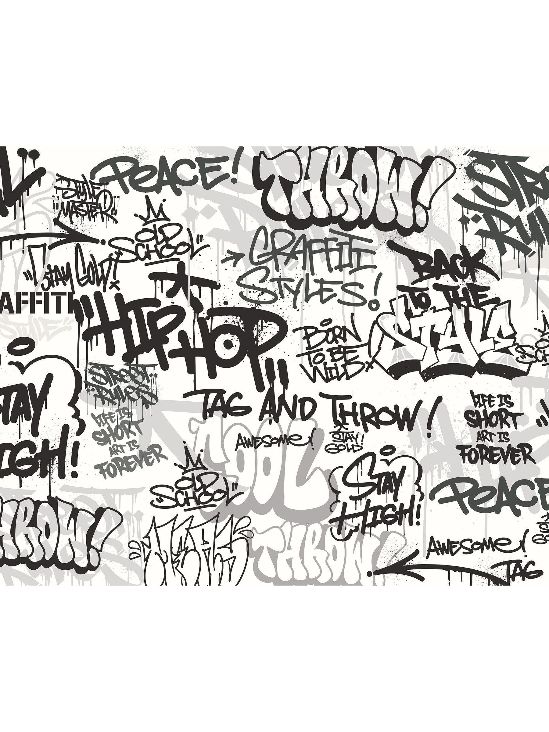 Origin Murals black and white mono graffiti mural sample A3, imported from the UK