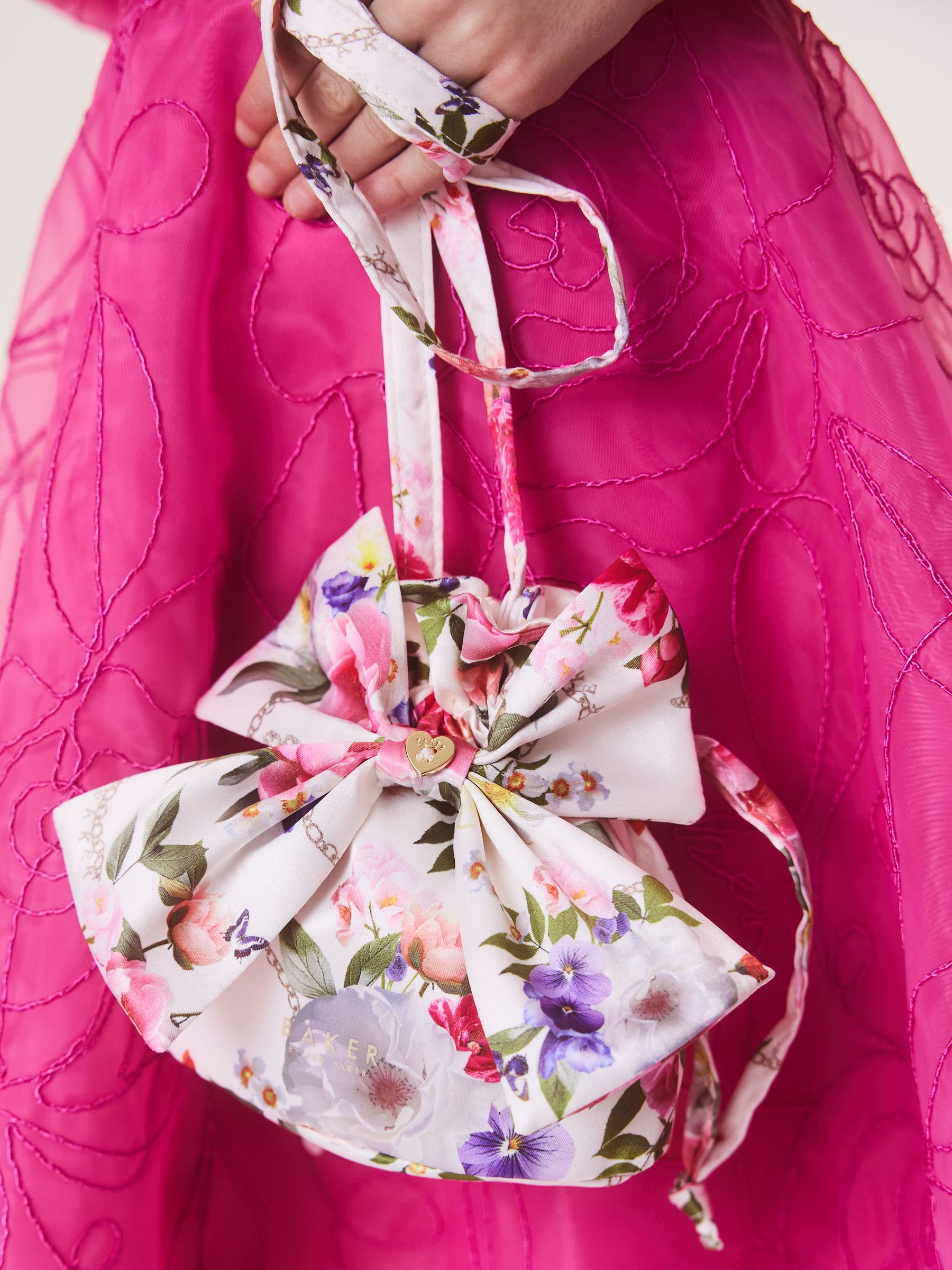 Ted Baker children's floral satin bow pouch bag - British product