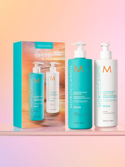 Duo Shampoing et Après-Shampoing Réparateur Moroccanoil 500 ml (Vaut 75 £)