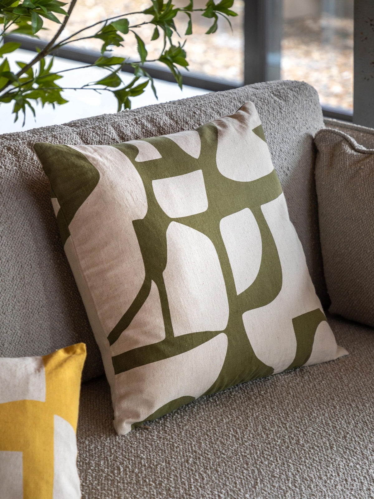Gallery Home green Nara graphic cushion 45cm (British brand)