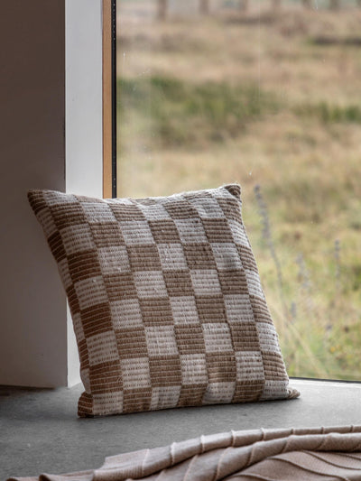 Next Gallery Home Taupe Marden Check Woven Cushion 45cm- Buy online at McGrocer