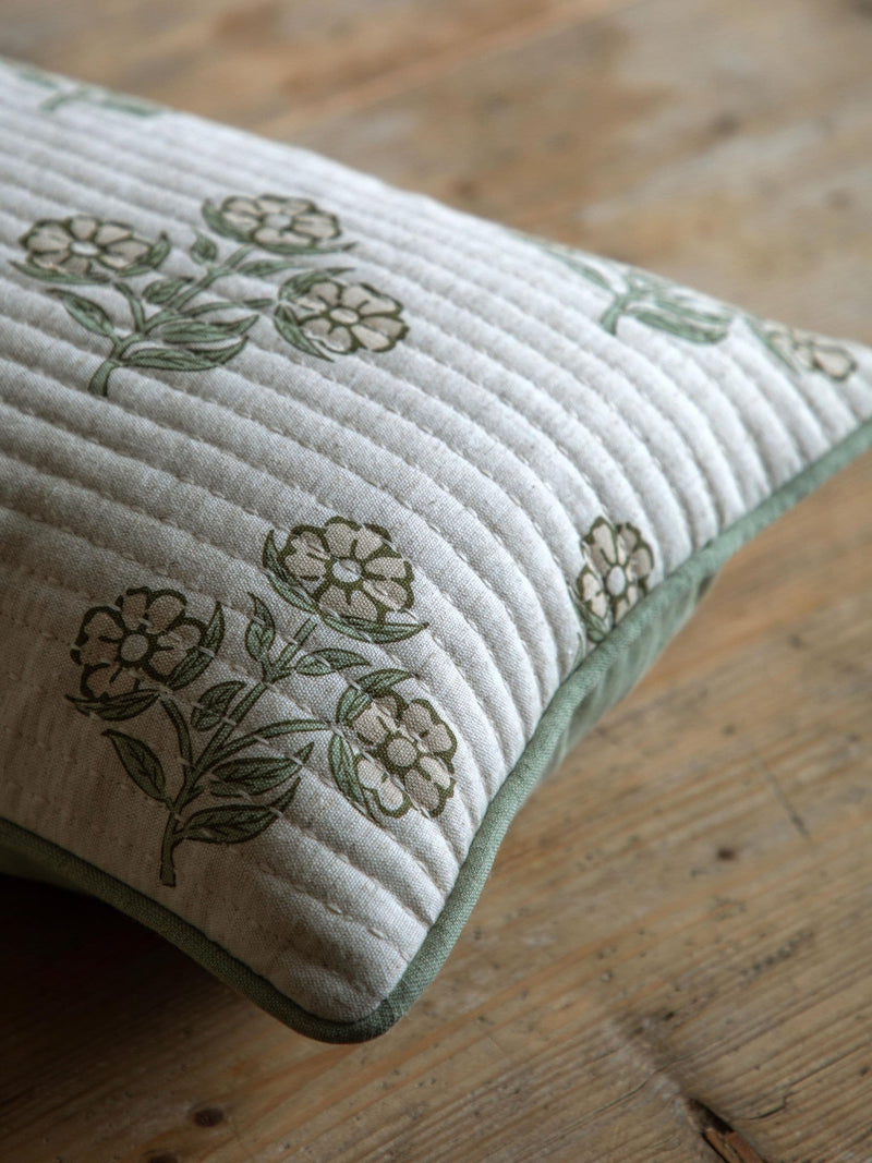 Gallery Home green floral cushion 50x30cm, imported from the UK