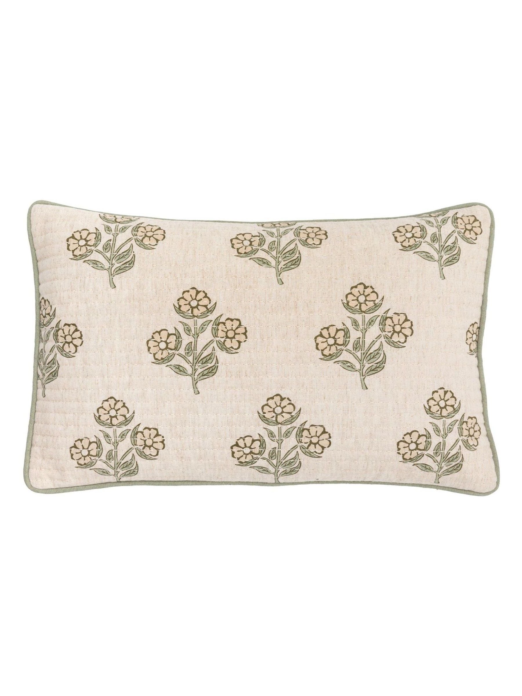 Gallery Home green floral cushion 50x30cm, imported from the UK