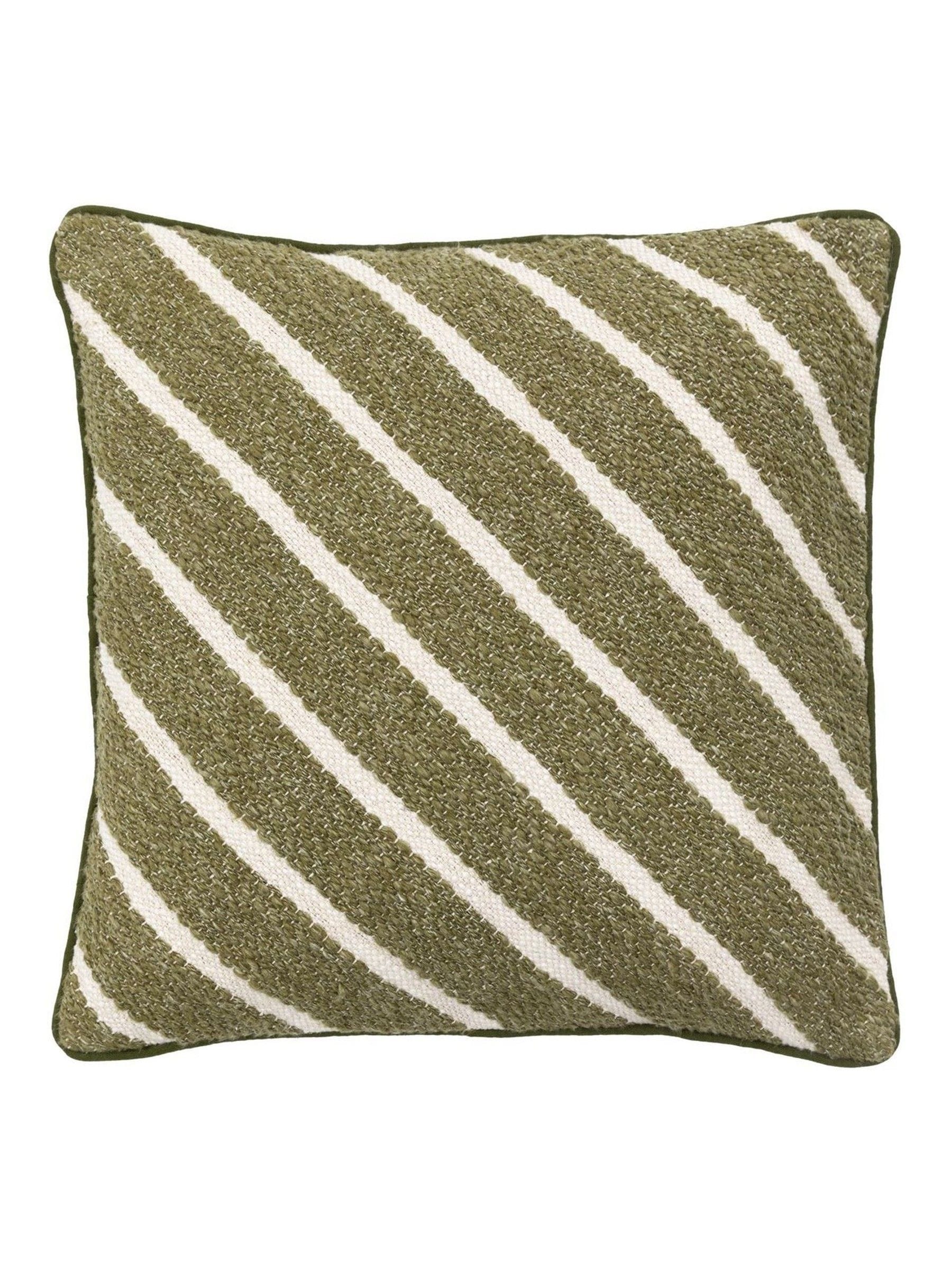 Gallery Home green Freya stripe woven cushion 45cm, UK version
