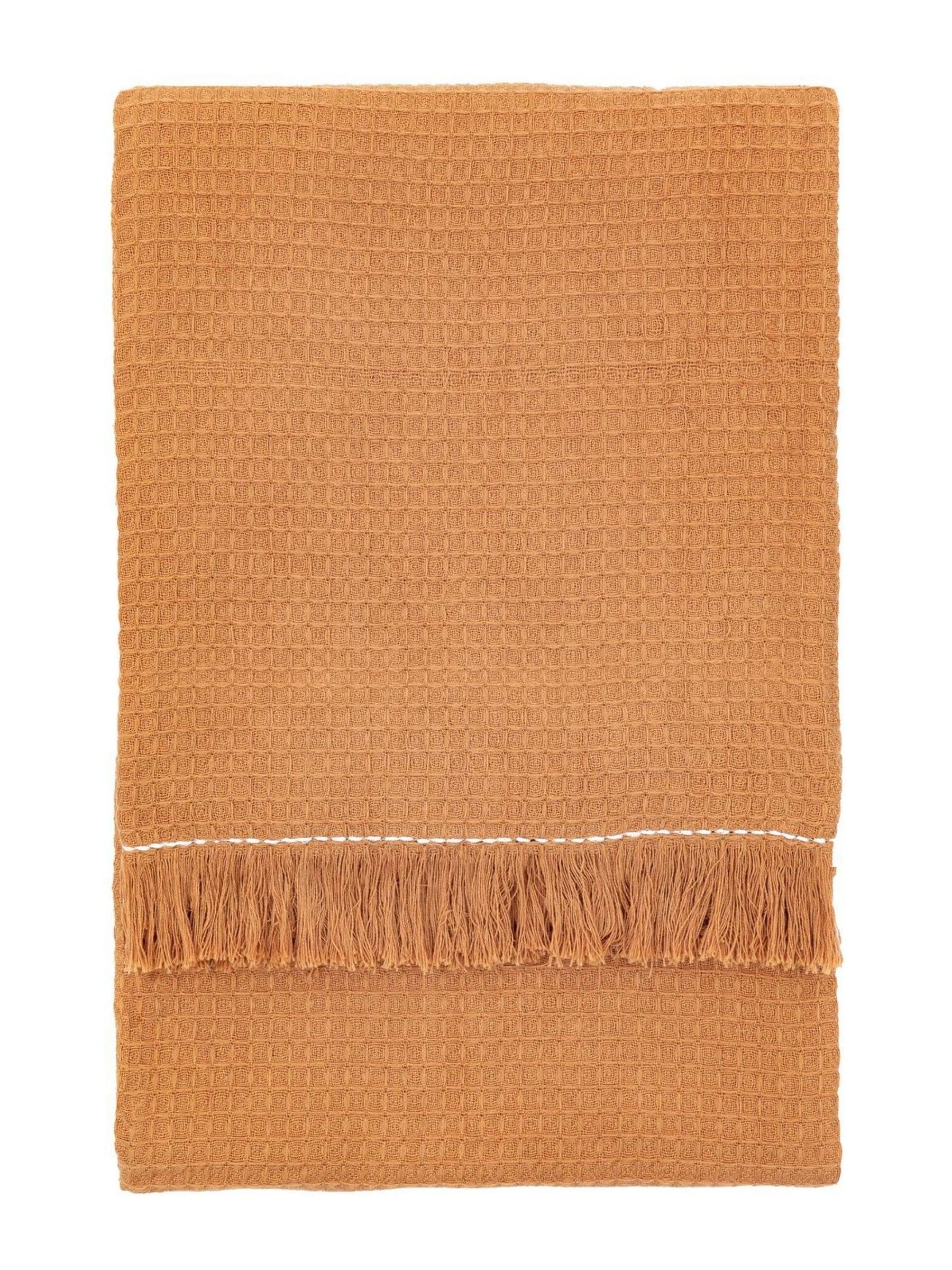Gallery Home Mira Border waffle apricot throw (British brand)