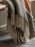 Gallery Home taupe Eira woven throw crosshatch pattern - British product