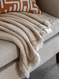 Gallery Home Cream Mira Border Waffle Throw, UK version