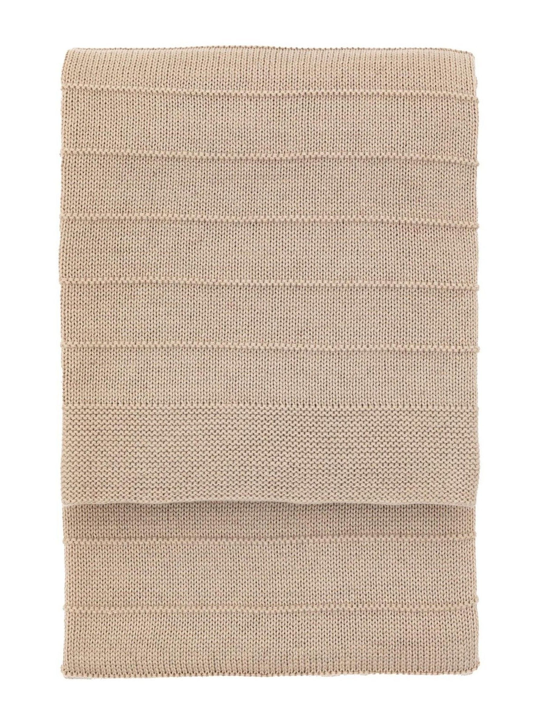 Gallery Home taupe knit throw, imported from the UK