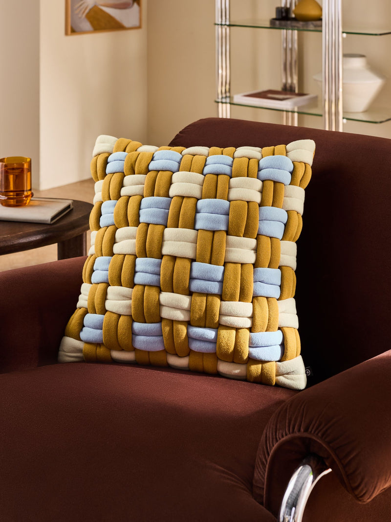 MADE.COM Ochre Morven Lattice Jersey Cushion