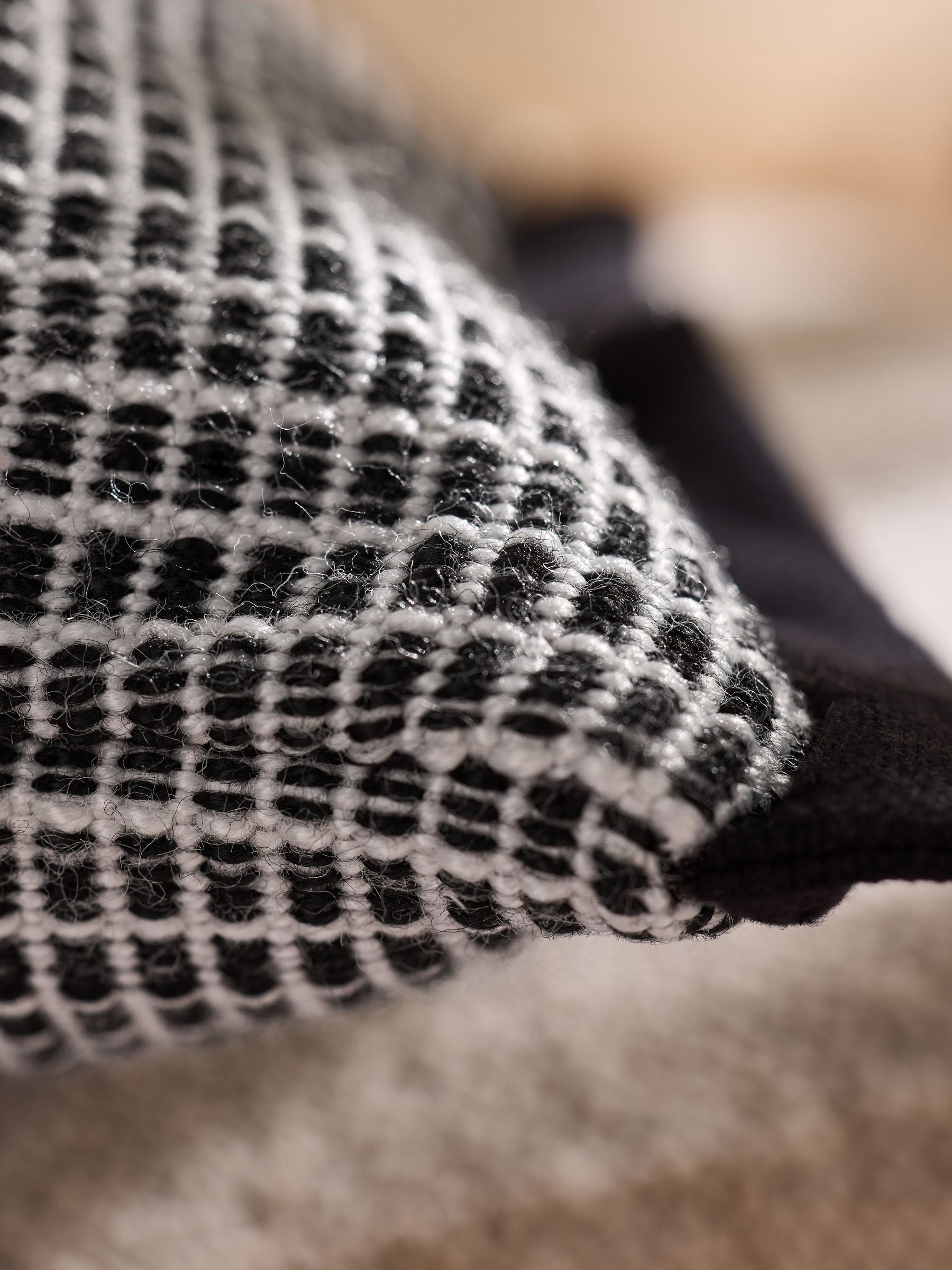 MADE.COM Black Cady Woven Textured Cushion