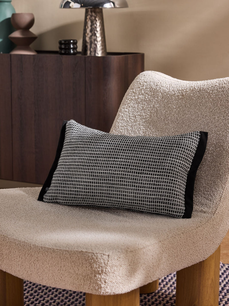 MADE.COM Black Cady Woven Textured Cushion