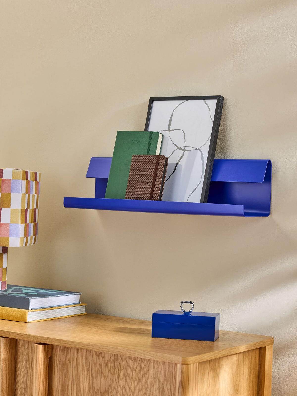 Made.com Cobalt Blue Wesley metal wall shelf 55cm - British product