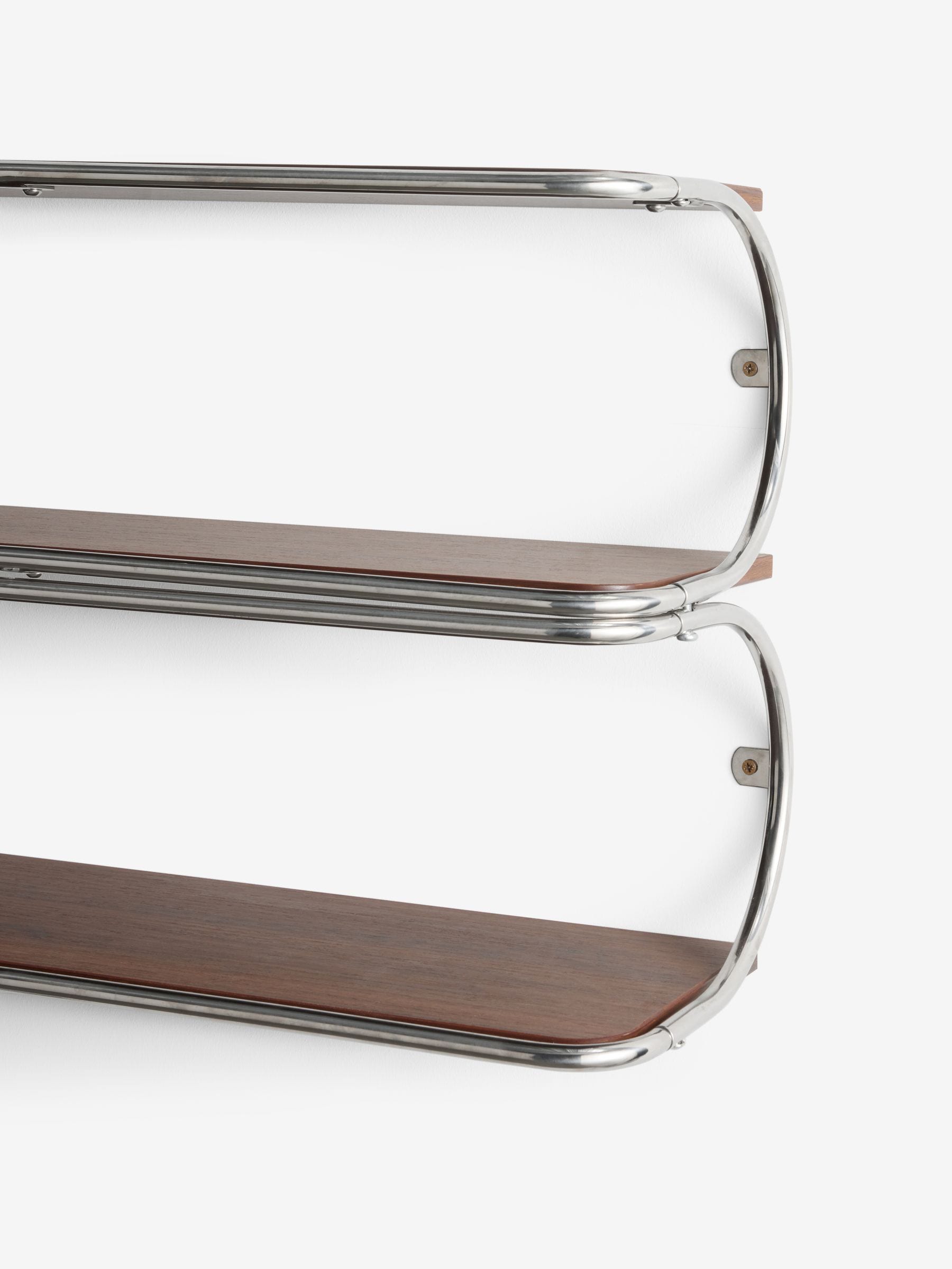 MADE.COM Chrome and Dark Wood Effect Piper Wall Shelf