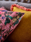 Velvet cushion maximalist floral print 50cm, imported from the UK