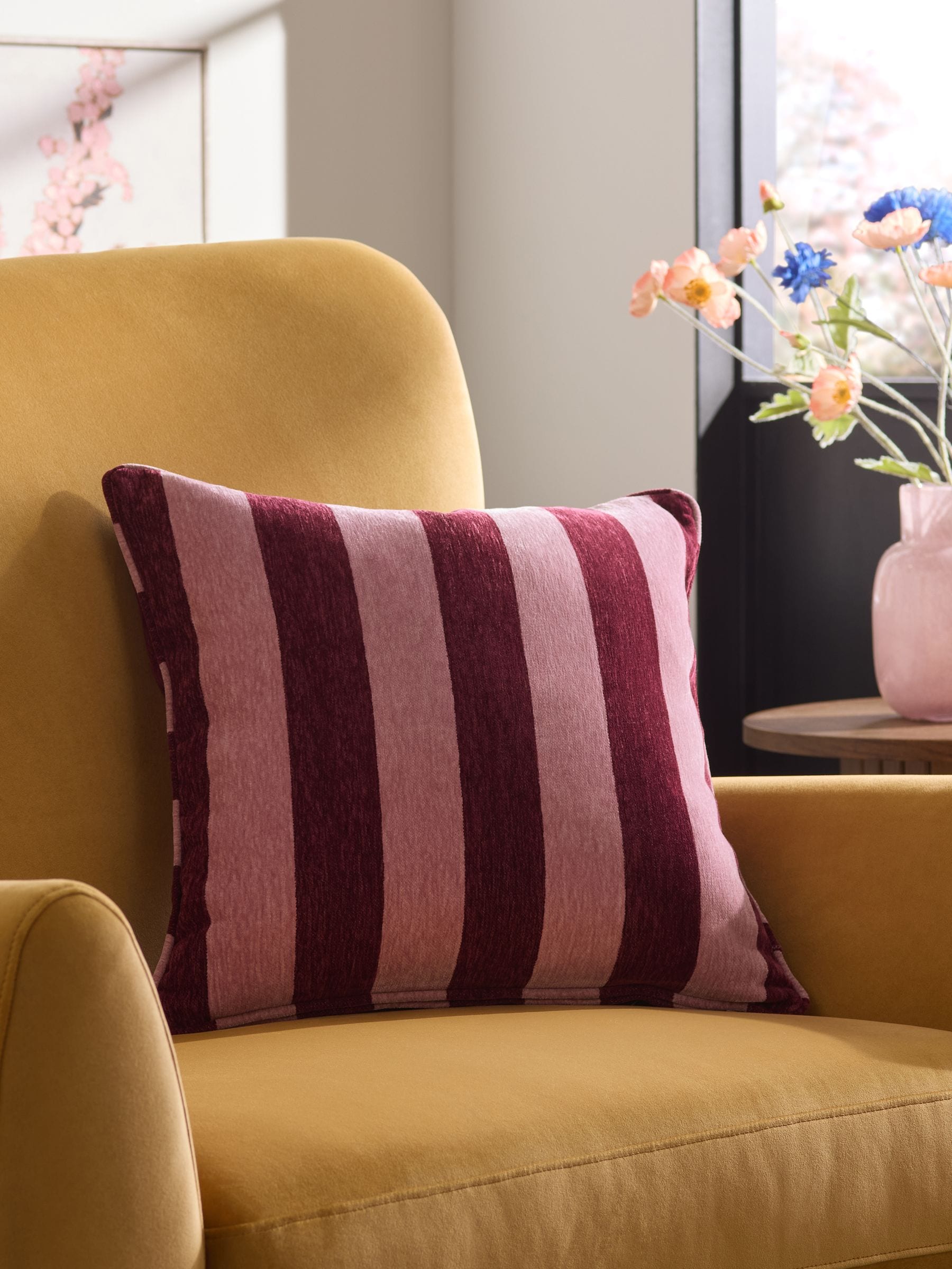 Chenille Stripe Cushion Sage Green 50 x 50cm