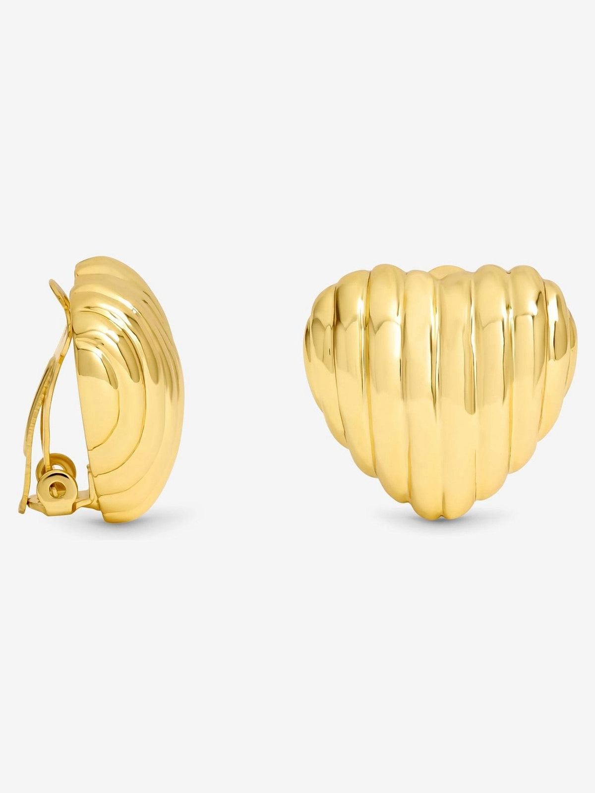 Gold Plated Heart Clip Earrings for Non-Pierced Ears 23mm x 25mm