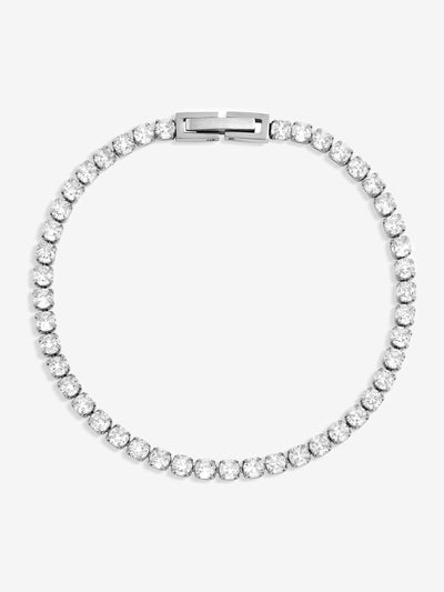 Tennisarmbånd i sterling sølvbelagt med skimrende steiner, hummerlås, 177,8 mm