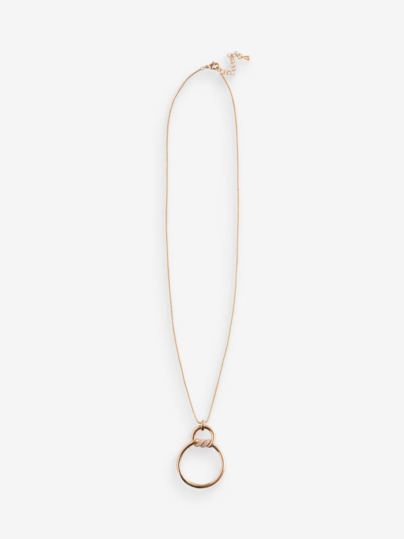 Gold Plated Pave Long Pendant with Lobster Clasp