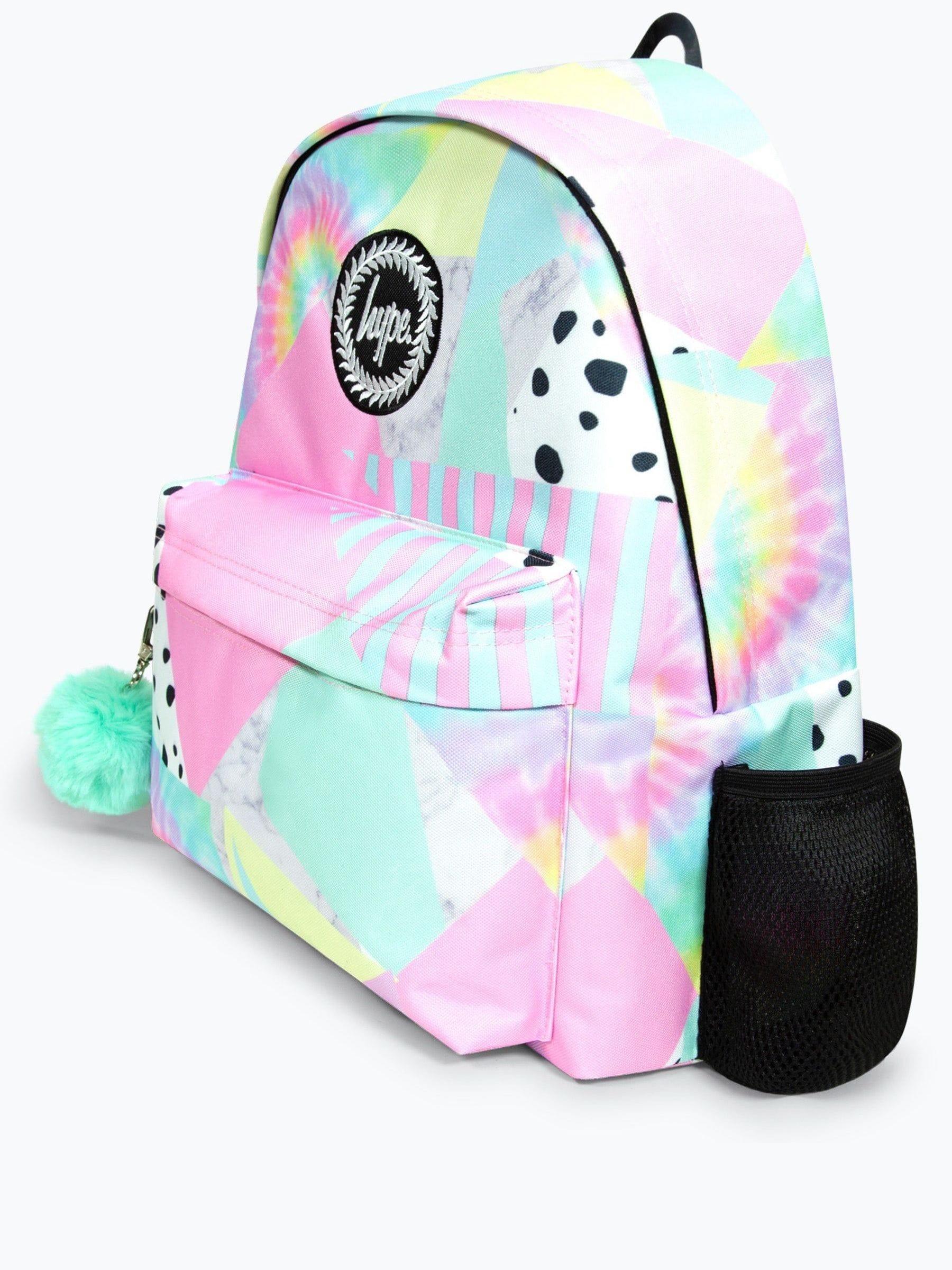 Hype pink pastel collage backpack 42cm, UK version