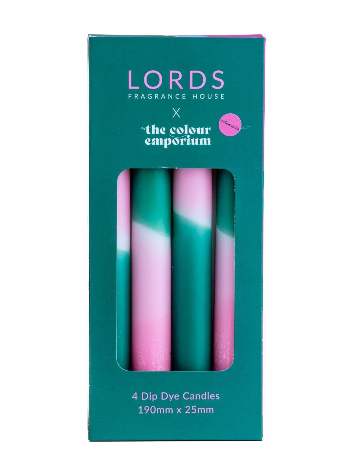 LORDS tapered scented Yellowstone dinner candles set of 4, UK version