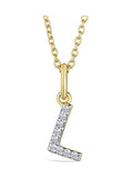 The Diamond Store White Love Letter Initial 0.10ct Lab Diamond Necklace in 18K Gold Vermeil
