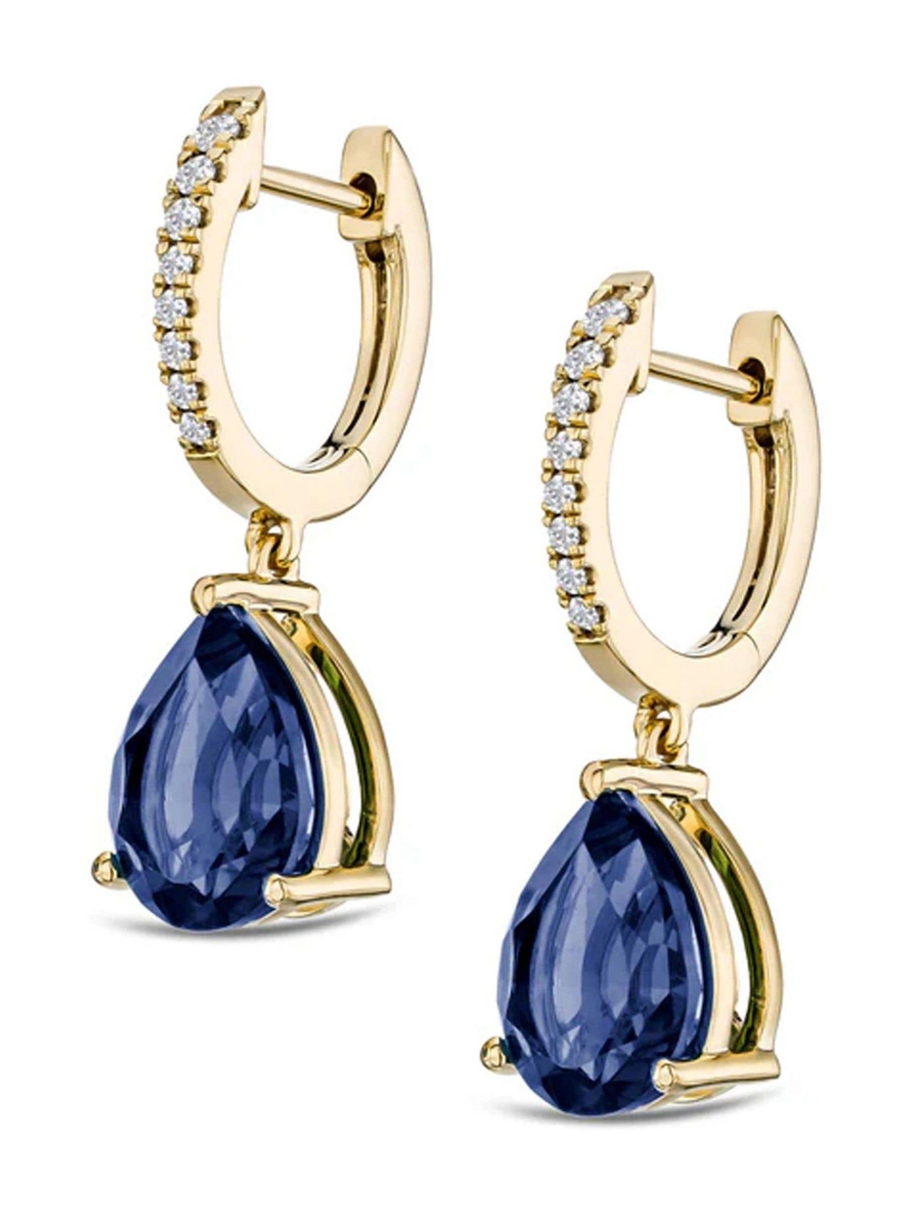 The Diamond Store Blue Astra Pear Cut Drop Lab Sapphire Earrings 6.80ct (British brand)