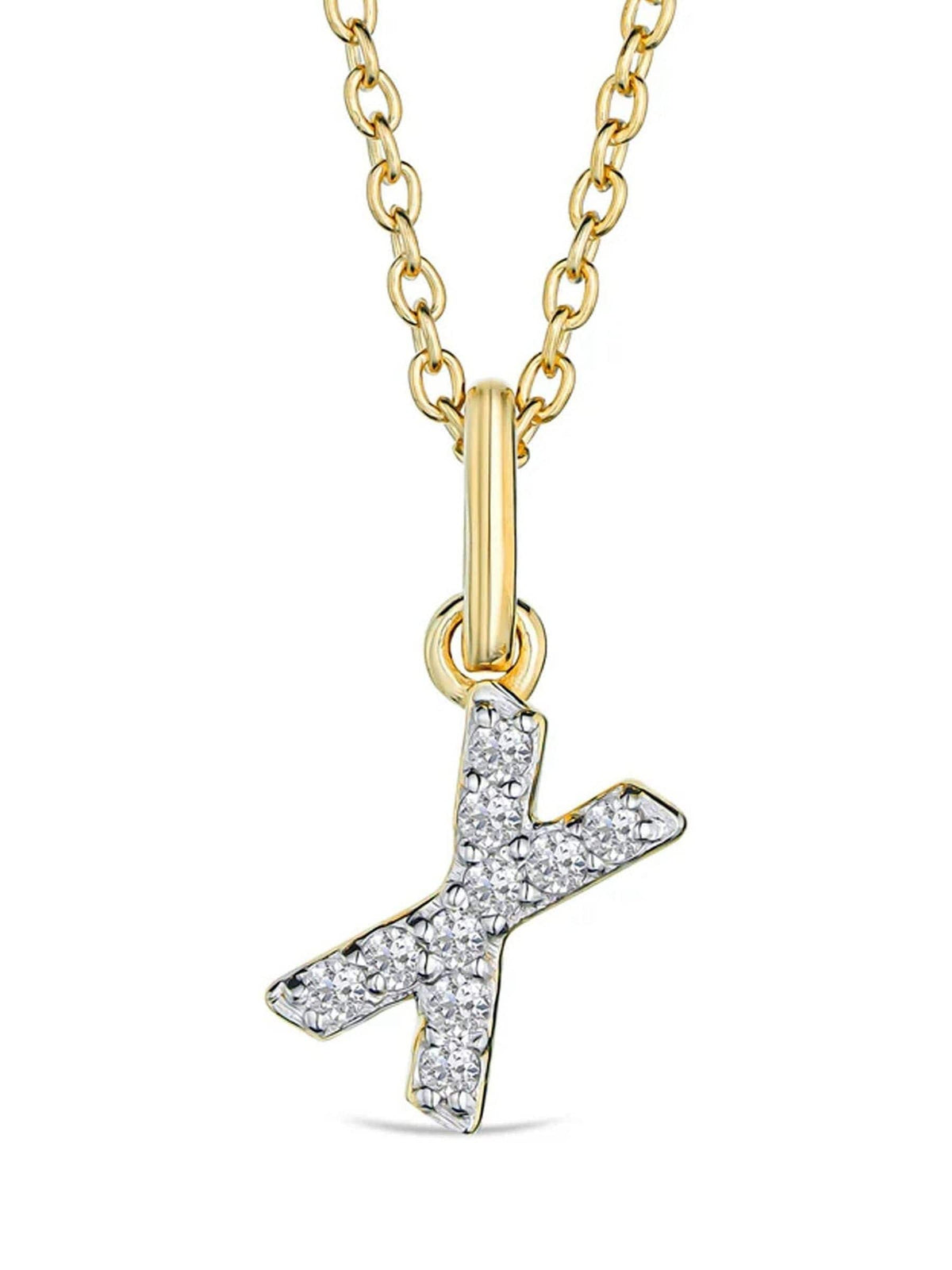 The Diamond Store white love letter initial 0.10ct lab diamond necklace (British brand)