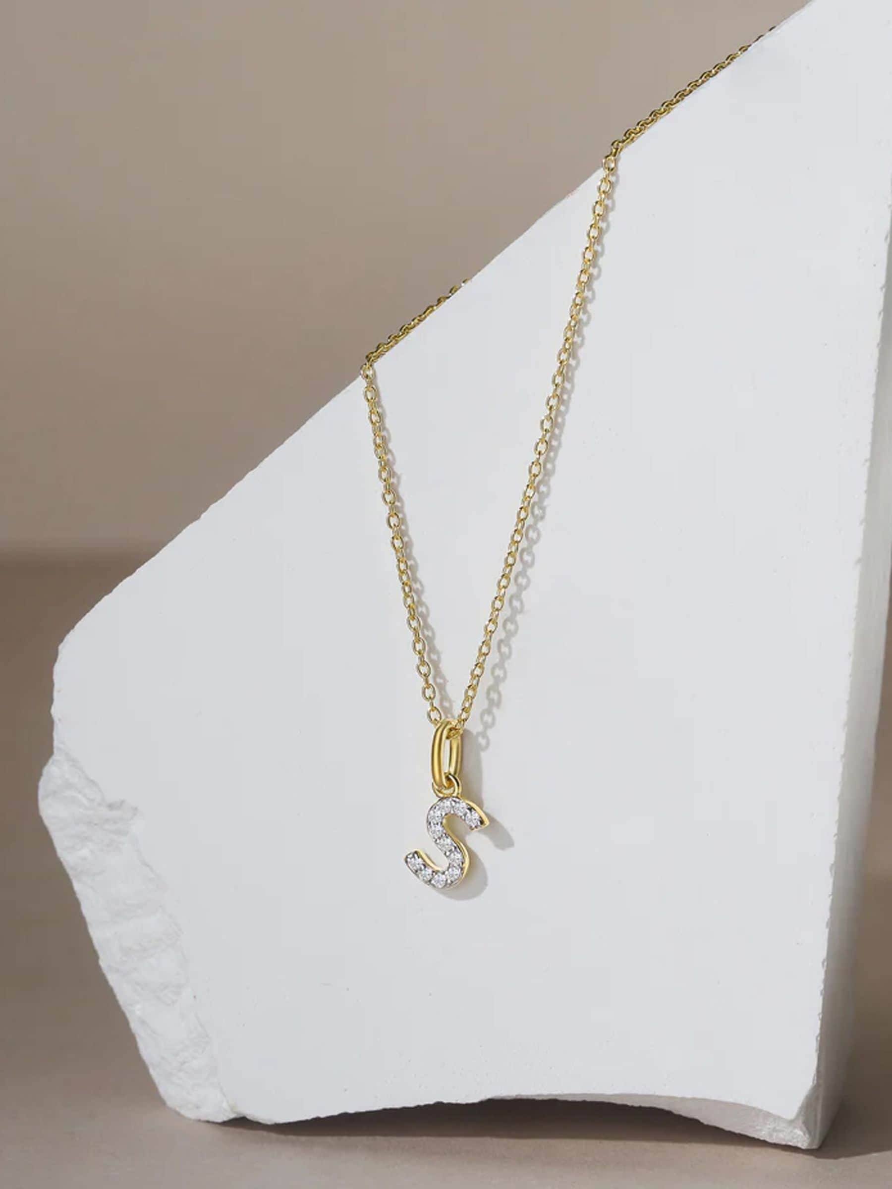 The Diamond Store lab diamond initial pendant necklace 0.10ct (British brand)