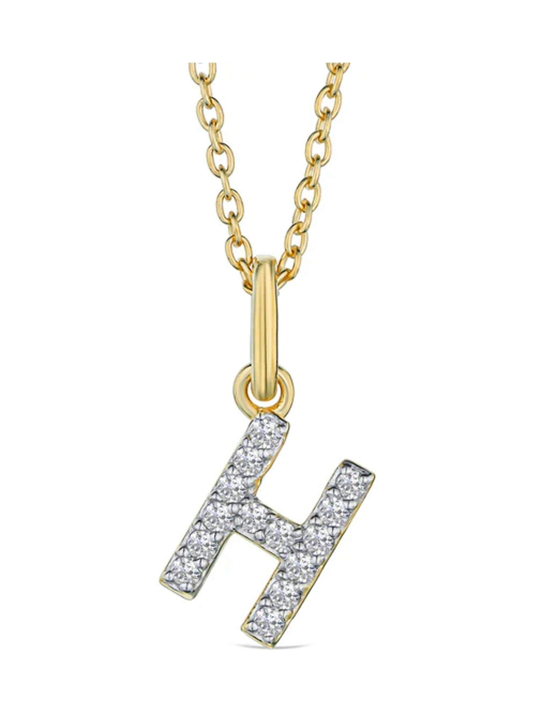 The Diamond Store White Love Letter Initial 0.10ct Lab Diamond Necklace in 18K Gold Vermeil