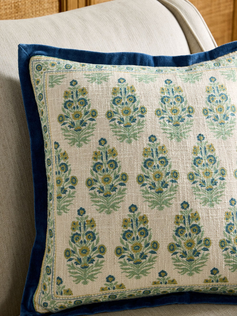 Nina Campbell blue block print cushion 45cm, UK version
