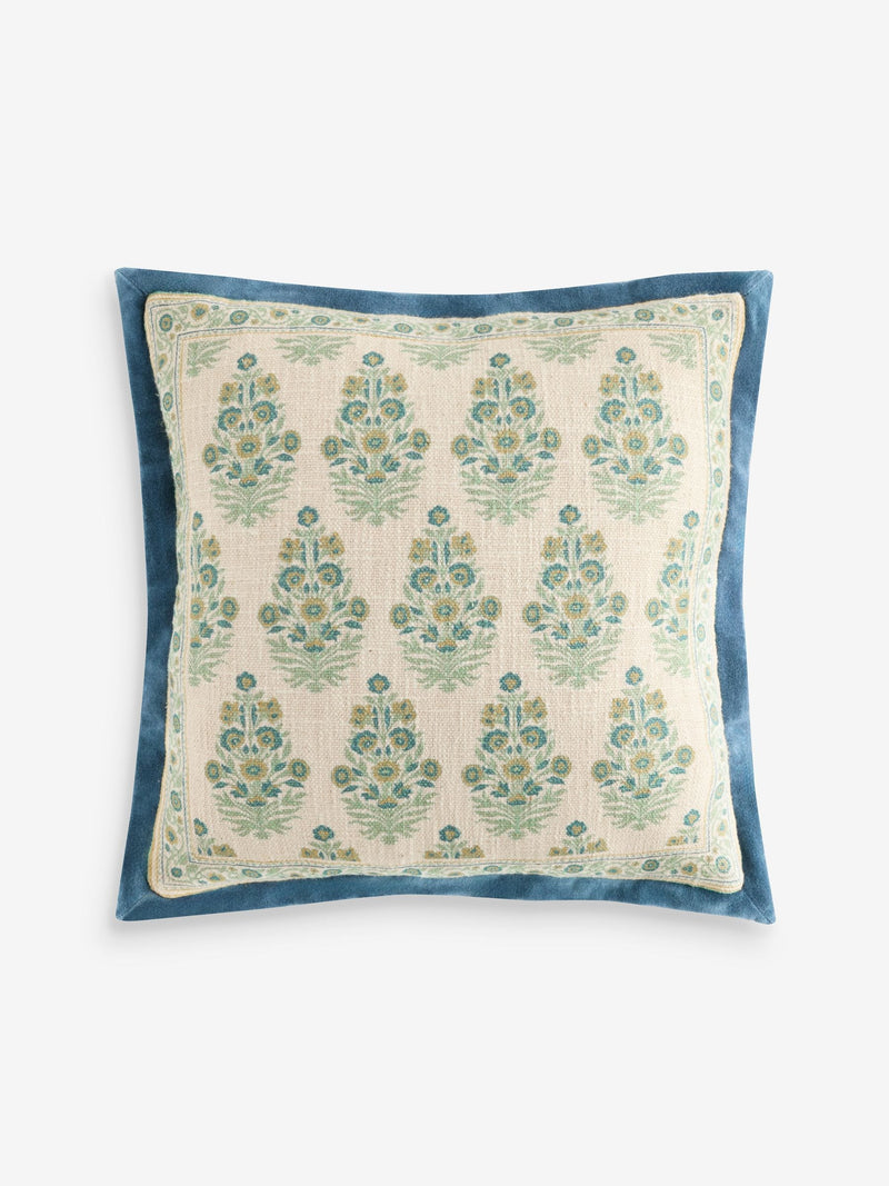 Nina Campbell blue block print cushion 45cm, UK version
