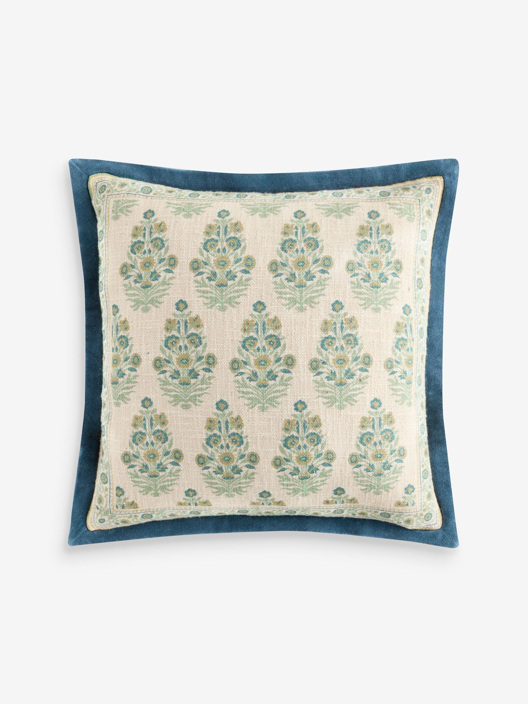 Nina Campbell blue block print cushion 45cm, UK version