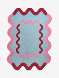 Eleanor Bowmer rug blue wiggle border wool tufted - British product