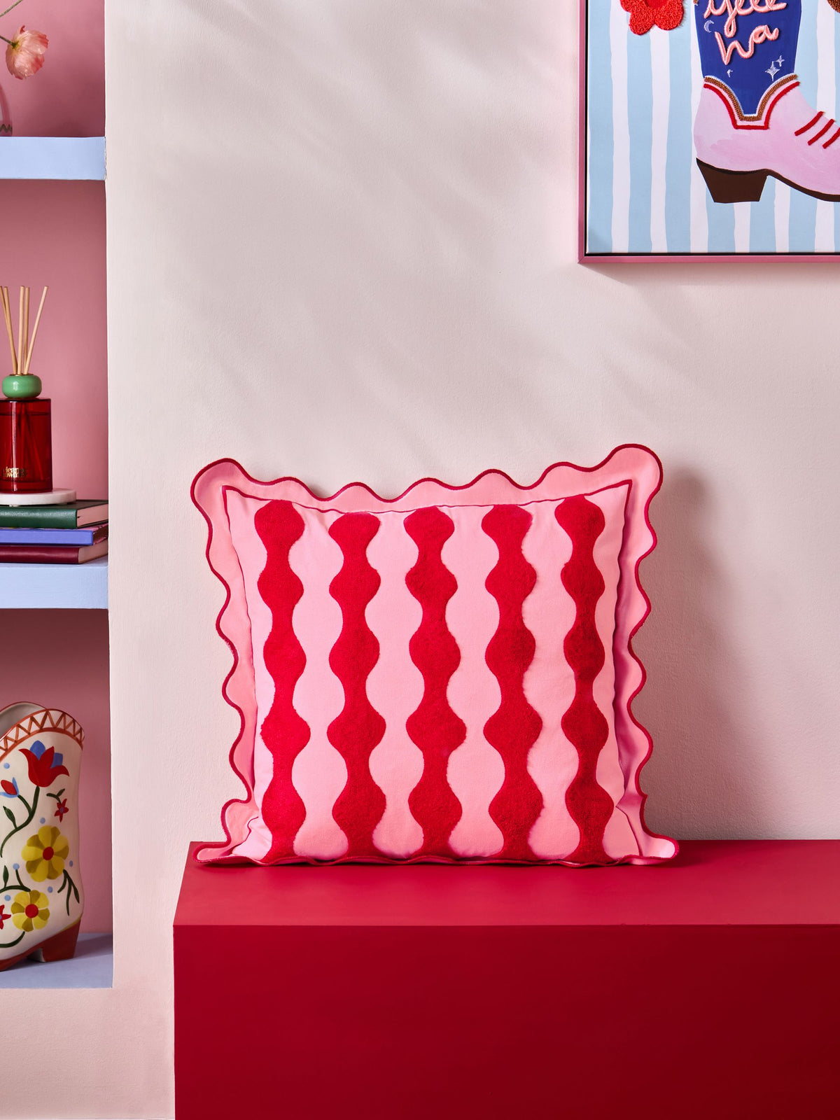 Eleanor Bowmer cushion squiggle scallop 45cm (British brand)
