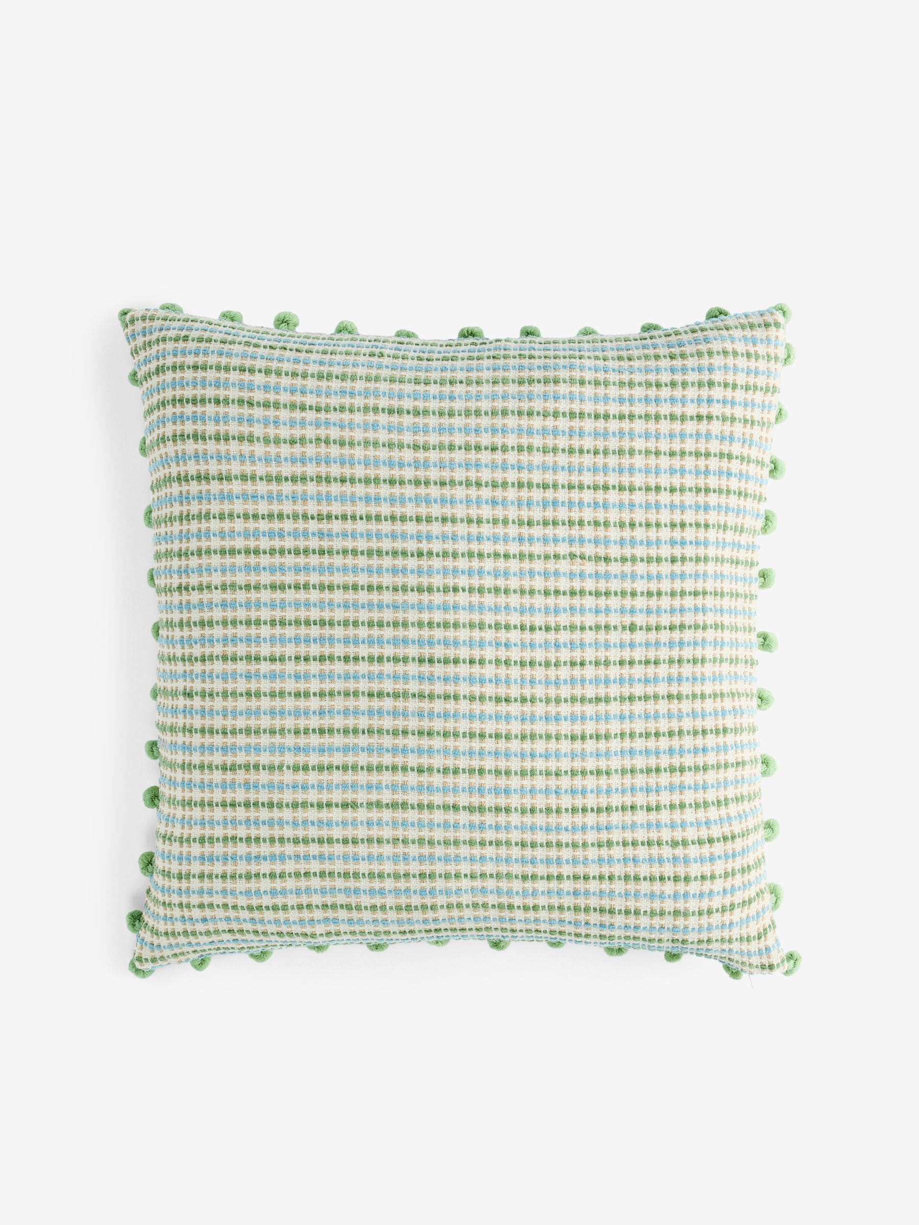 Nina Campbell Green Woven Pom Cushion