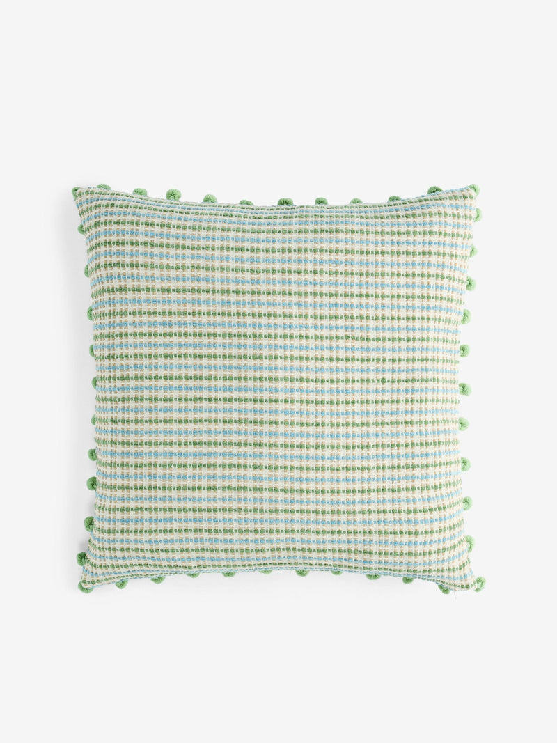 Nina Campbell Green Woven Pom Cushion