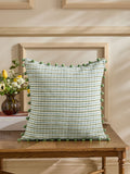 Nina Campbell Green Woven Pom Cushion
