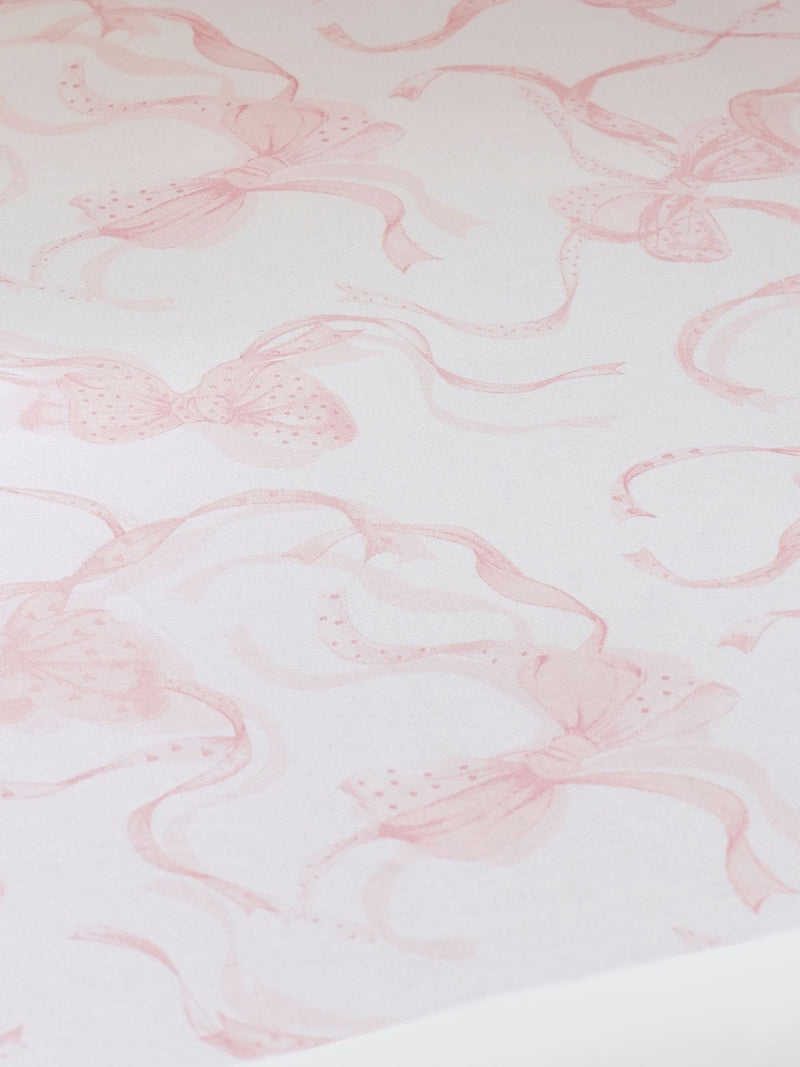Catherine Lansfield White/Pink Bow fitted sheet - British product